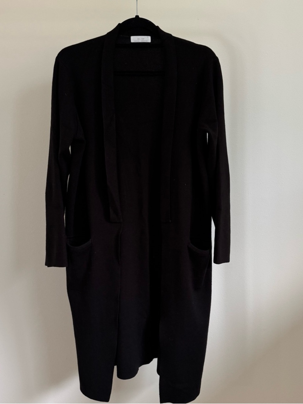 Black Long Open-Front Women's Cardigan Sweater